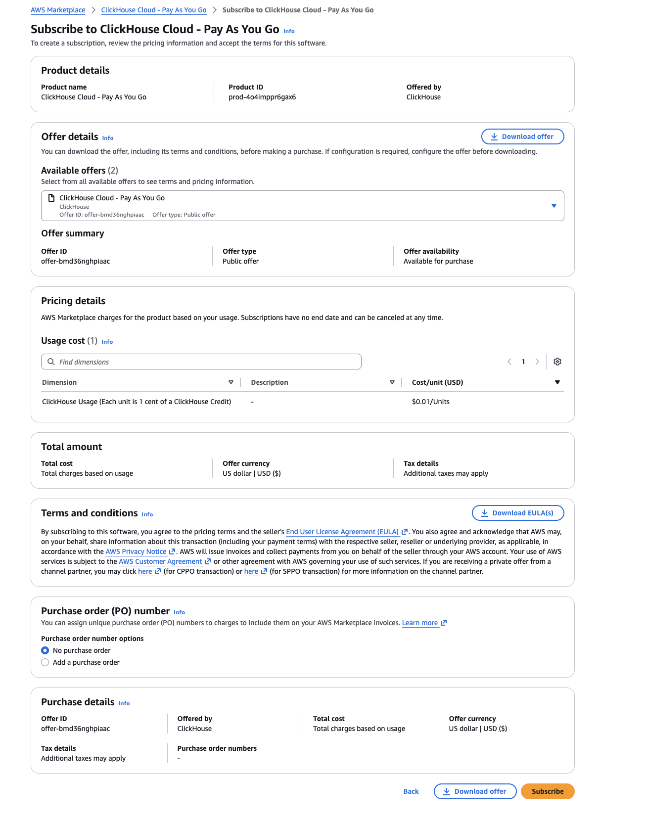 AWS Marketplace 구독