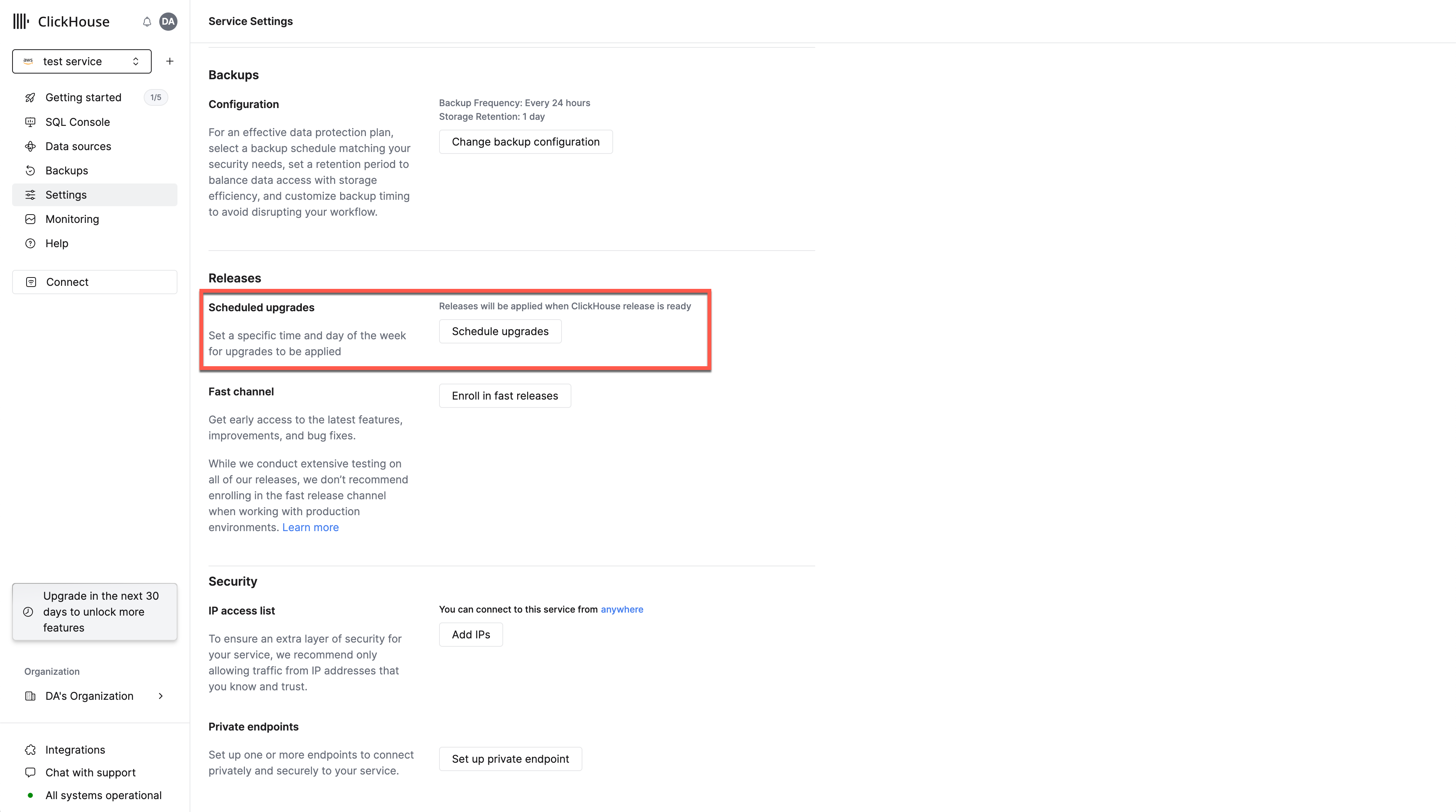 예약된 업그레이드